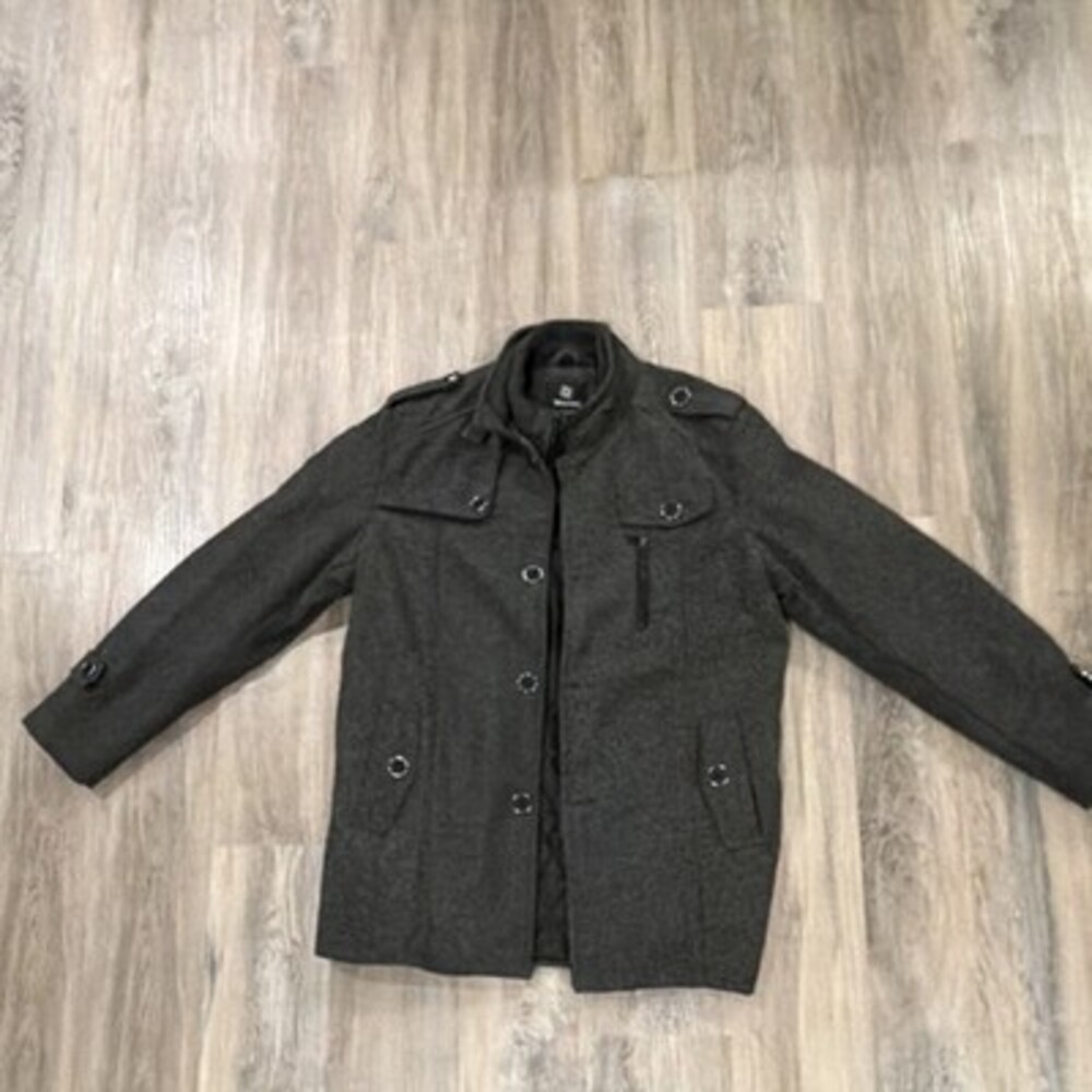 Vintage Wantdo Men’s Style Dark Gray Jacket (L) Button Front Quilted Lining